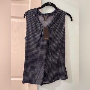 Jones New York Navy with White Polka Dot Sleeveless Camisole
